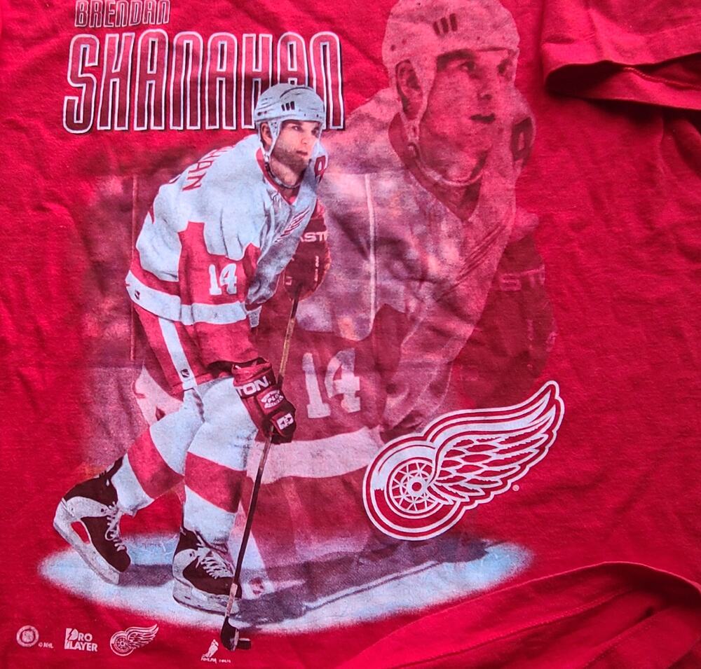 Brendan SHANAHAN #14 Detroit Red Wings 90s PRO PLAYER T-shirt XL red NHL vintage